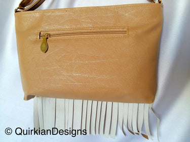 Camel Brown Fake Leather Tassels Bag, Day HandBag, Shopping Handbag, Faux Leather Bag, Office Wear
